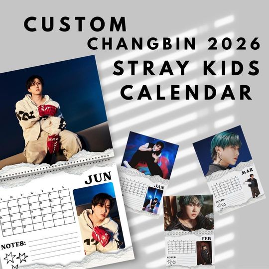 Changbin Stray Kids Calendar 2026 Bang Chan, Lee Know, Changbin, Hyunjin, Han, Felix, IN Wall Calendar 2026