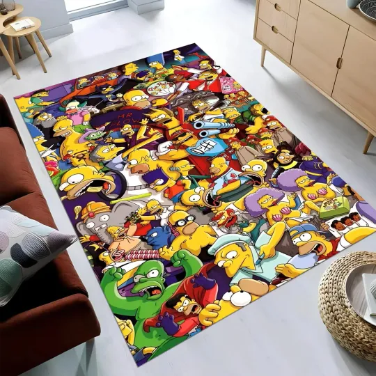 The Simpsons, Simpson Themed Rug, 25Th Anniversary Special Design, Cartoon Rug,