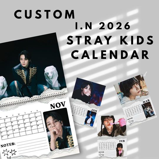 IN Stray Kids Calendar 2026 Bang Chan, Lee Know, Changbin, Hyunjin, Han, Felix, IN Wall Calendar 2026 KPOP