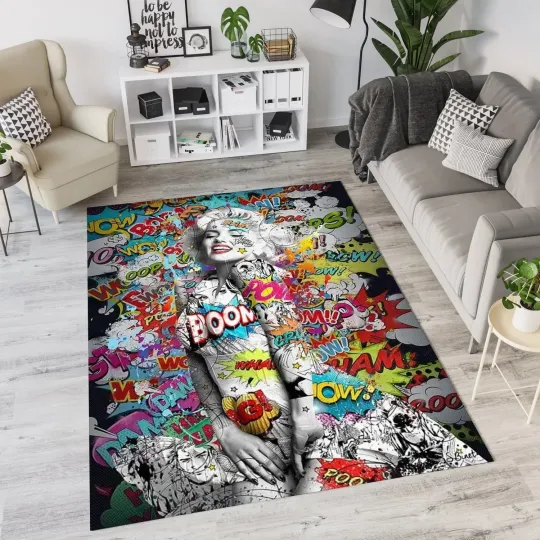 Marilyn Monroe Pop Art Rug, Marilyn Monroe Rug, Pop Art Design Rug, Street Graff
