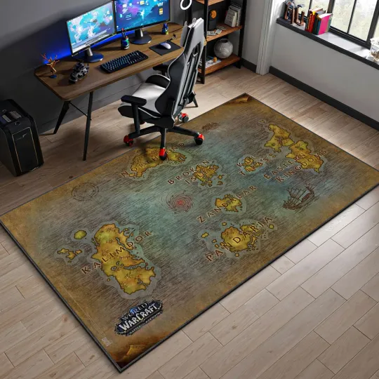 World of Warcraft Azeroth Map Rug – WoW Gamer Room Floor Carpet