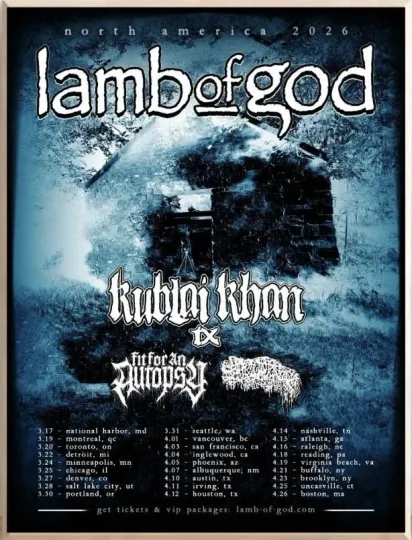 Lamb of God Announce 2026 North American Tour Poster