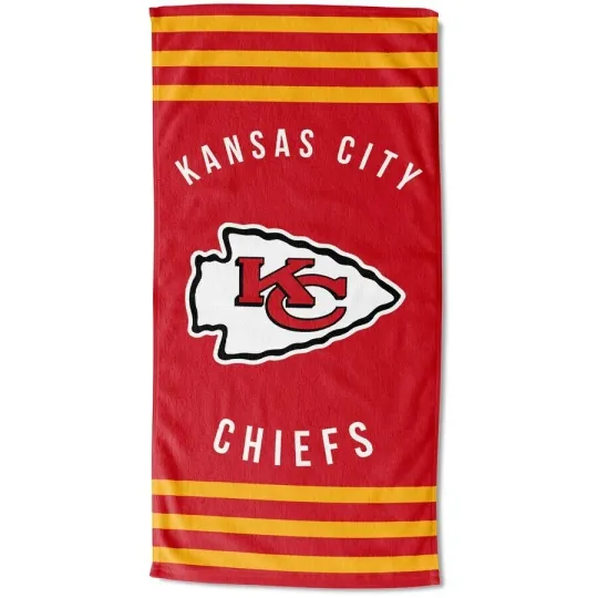 Kansas City Chiefs - Striped Beach Towel - Pool Towel - Bath Towel Chiefs