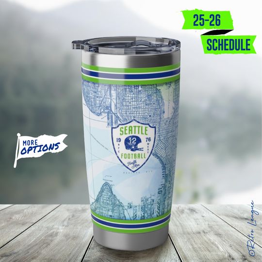 Seattle Seahawks Tumbler  Vintage Seattle Map, 20oz Stainless Steel Travel Mug