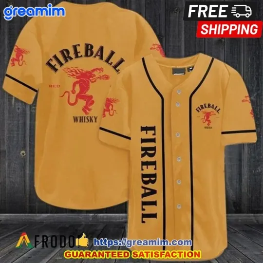 Fireball Whisky Yellow Style Premium Baseball Jersey