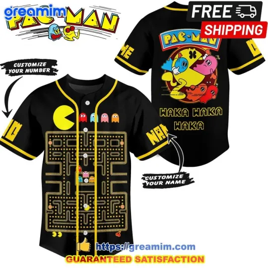 Pac Man Waka Waka Waka Personalized Baseball Jersey