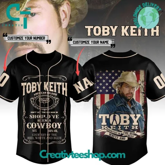 Toby Keith Custom Name Baseball Jersey