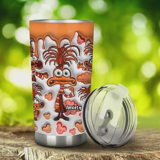 Personalized Tumbler Inside Out, Funny Colorful Drip Custom Mug, Disney Pixar Fan Gift for Her