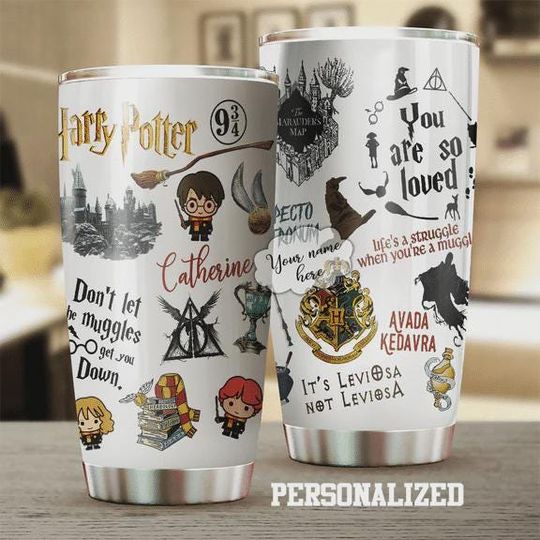 Personalized Wizard School Tumbler, Custom Name Wizard Cup, Magic Coffee Mug, Gift for Movie Fans