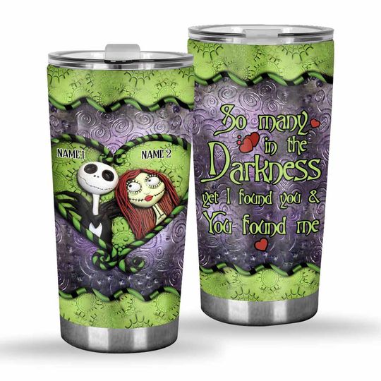 Custom Name  Couple Tumbler, Gothic Love Cup, Dark Romance Gift, So Many in the Darkness, Stainless Steel Travel Mug