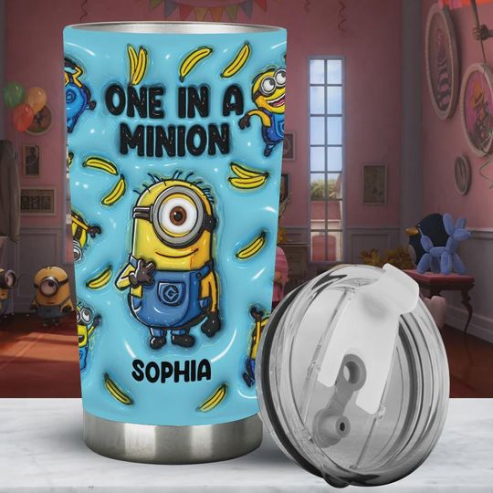 Personalized  Minions 'One in a Minion' Tumbler, Banana Despicable Me Gift, Kids Birthday Insulated Cup