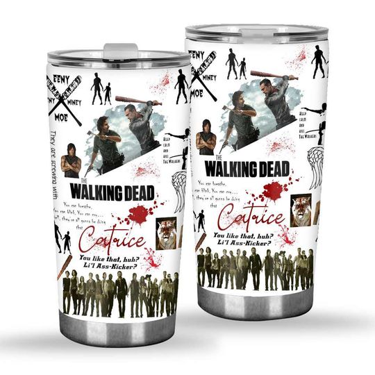 The Walking D Tumbler, Personalized Horror Cup, Zombie Fan Gift, Custom Name Cup for Fans