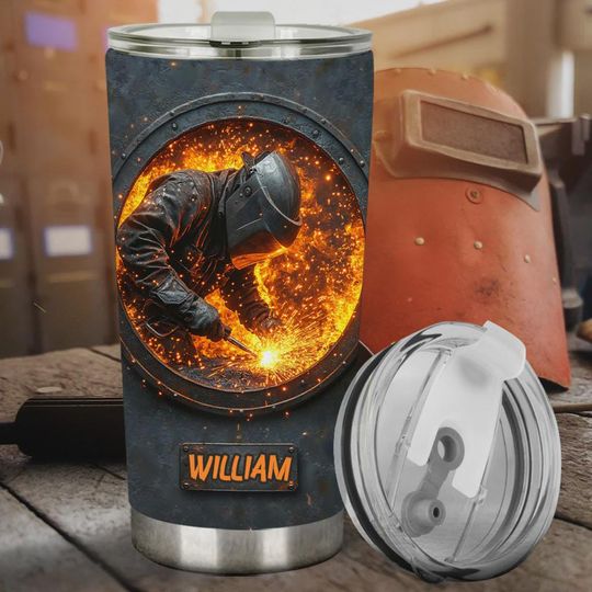 Welder Tumbler, Personalized Welding Cup, Metalworker Gift, Custom Name Welder Mug, Steelworker Travel Cup, Welding Lover Gift Idea