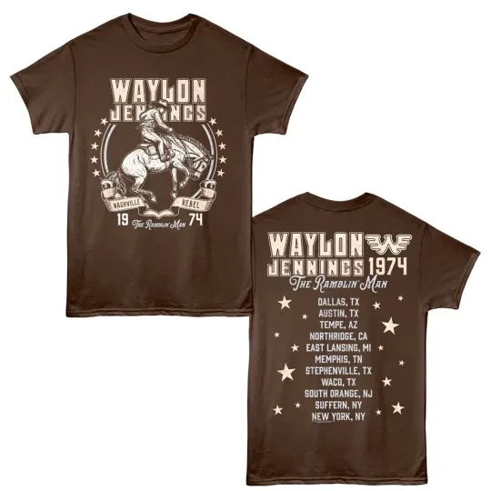 Waylon Jennings Ramblin Man Tour 1974 Men's Double Sided T-Shirt