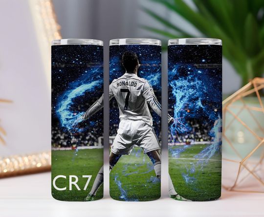 Ronaldo Soccer Energy Tumbler with Lid and Straw 20oz