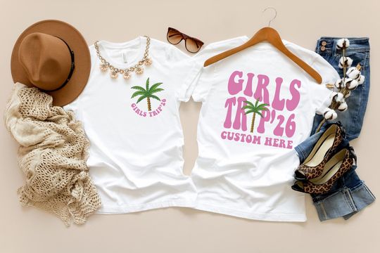 Personalized Girls Trip 2026 Shirts, Custom Besties Matching T-Shirts, Vacation Road Trip Shirts