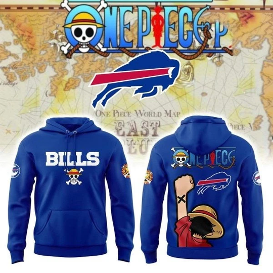 Bills One Piece Luffy Straw Hats Pirates All Over Print 3D Hoodie Fan Shirt