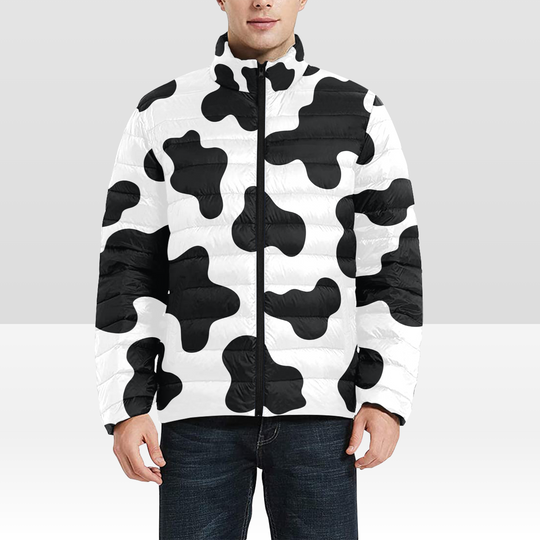 Animal Cow Print Black & White Puffer Jacket for Women and Men | Trendy Winter Jacket | Christmas Wear