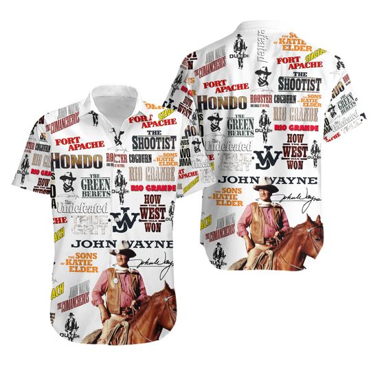 John Wayne Actor Style Hawaiian Shirt, Unisex Western Film Shirt