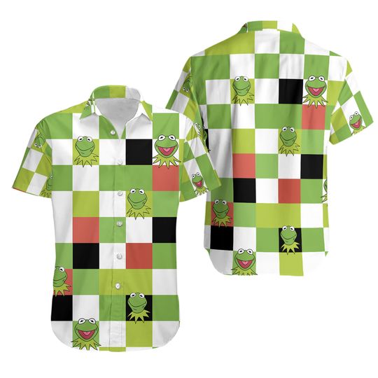 K the frog Checkerboard Hawaiian Shirt, The Muppet Show Button Down Shirt, Disney The Muppet Show shirt