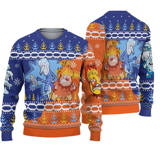 Heat Miser and Snow Miser Ugly Christmas Sweater, A Year Without A Santa Claus Christmas Sweater, Miser Brothers Sweater, Christmas Movie