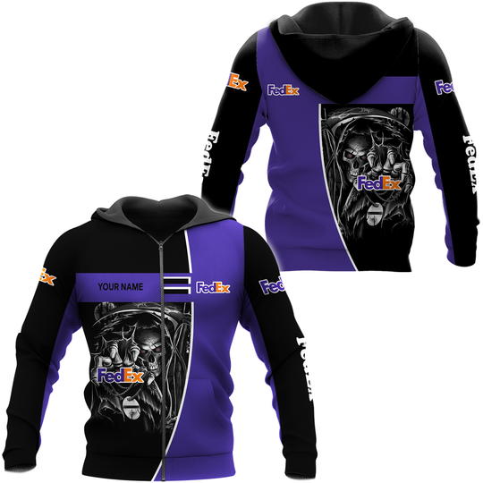 Personalized FedEx Hoodie, FedEx Ground 3D Printed Zip Hoodie