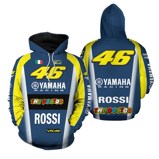 Rossi 45 Ya-maha Racing Branded Unisex 3D Hoodie