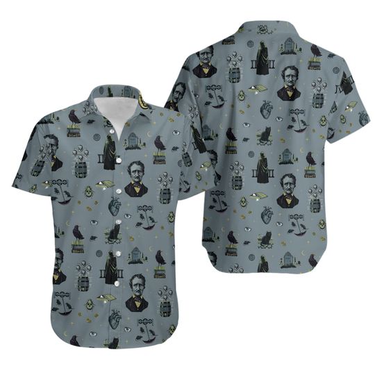 The Dark Themed Edgar Allan Poe Hawaiian Shirt