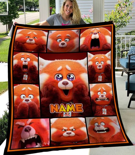 Personalized Turning Red Fleece Blanket, Christmas Blanket, Family Couch Blanket