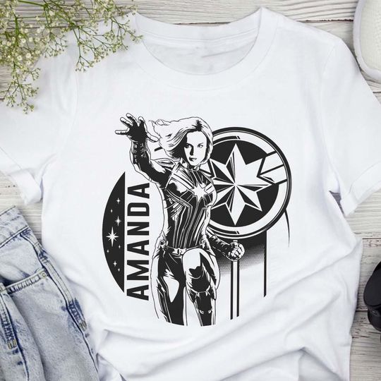 Captain Marvel Superhero Birthday T-shirt For Boy Girl Kids Toddler, Birthday Gift For Son Daughter, Custom Name Shirt