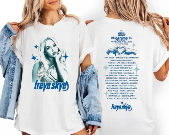 Freya Skye Descendants Zombies Worlds Collide Tour 2025 Unisex Double Sided T-Shirt