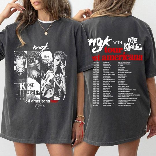 Machine Gun Kelly Lost Americana Tour 2026 TShirt, MGK Tour Dates Youth Tee, Wiz Khalifa Concert Merch