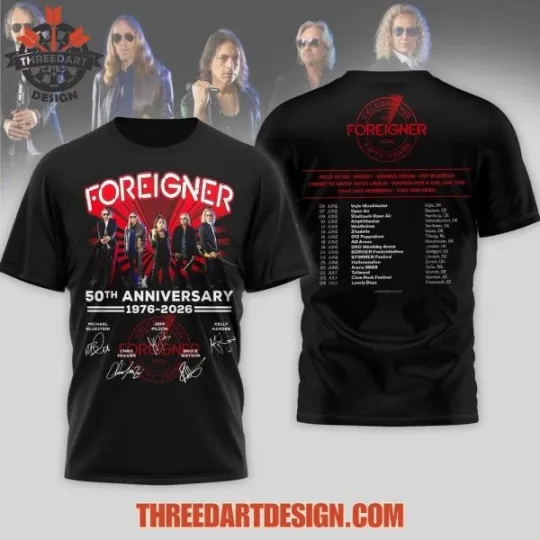 Foreigner 50th Anniversary 1976-2026 T-Shirt 2D