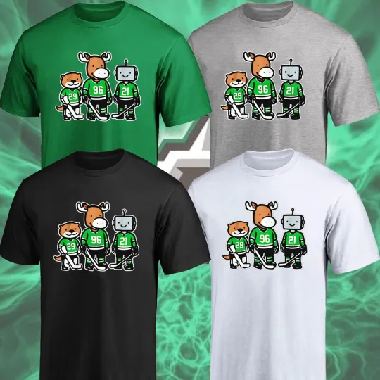 Funny Dallas Stars Robotic Cartoon T-Shirt for Fans