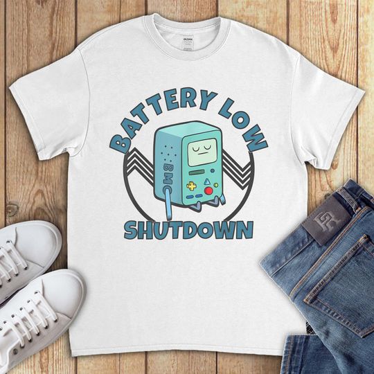 Adventure Time BMO Battery Low Shutdown Cartoon T-Shirt For Men Women Kid Boys Girls