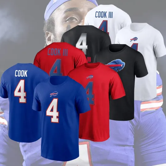 Cook III #4 Buffalo Bill T-Shirt Player Gift Fan Made
