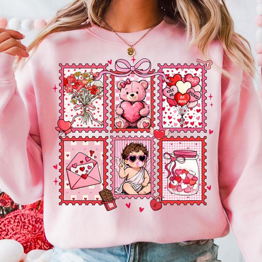 Preppy Happy Valentine's Day Png, Coquette Valentine Bear Png, Glitter Valentine Balloons Png, Heart Valentine Png, Love Png,Cupid Valentine