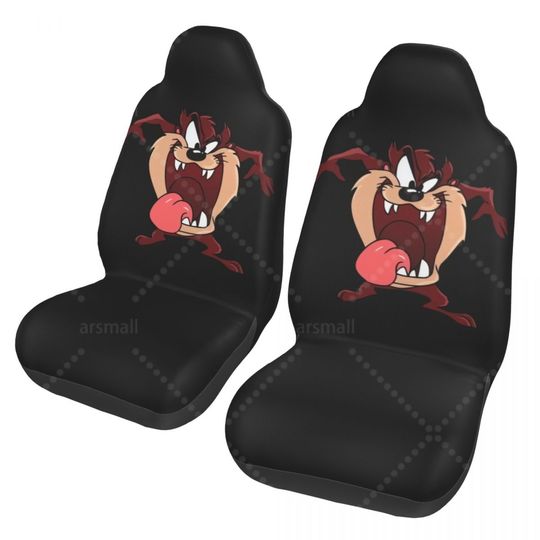 Tasmanian Devil Car Seat Cover Seat Cover Anti Fouling and Convenient Protective Cover Unique Style 2PCS Universal Type