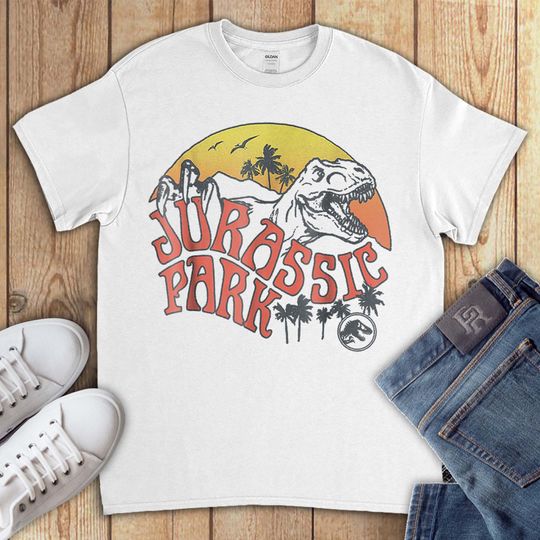 Jurassic Park T-rex Dinosaur Jurssic World Sunset T-Shirt For Men Women Kids