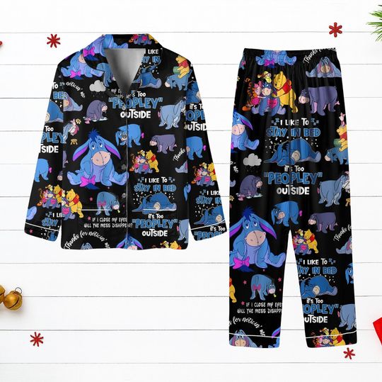 Eeyore Pajamas Set Disney Winnie The Pooh Cute Cartoon Sleepwear Cozy Lounge Christmas Gift