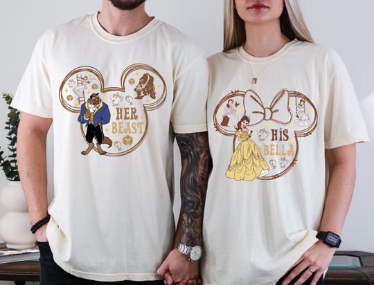 Disney His Her Valentine Shirt, Disney Valentine's Day Tee, Disney Boyfriend Girlfriend Sweatshirt, Princess Rapunzel Belle Cinde Tee