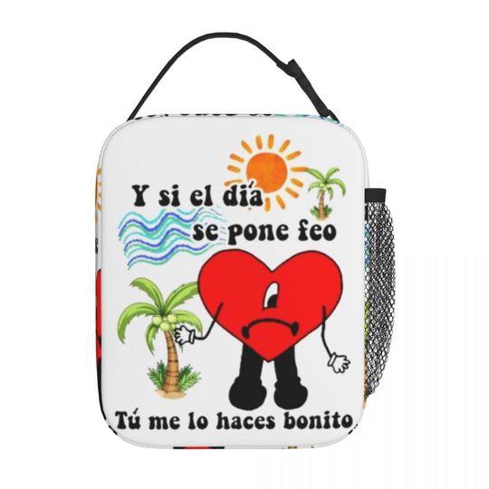 Bad Bunny Sad Heart Insulated Kids Lunch Bag