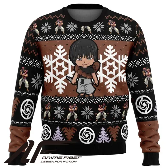 Jujutsu Satoru Chibi Toji Fushiguro Christmas Ugly Sweater