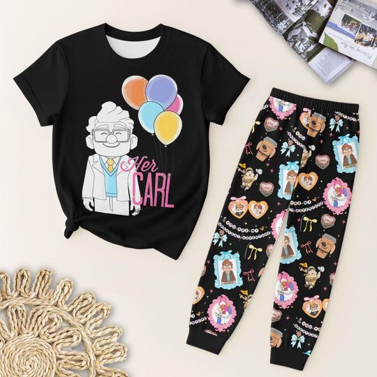 WDW Couple Movie T-Shirt and Pants Set, Valentine Pajamas, Honeymoon Shirt, Matching Up Couple Tee, Magic Kingdom Gift for Him and Her