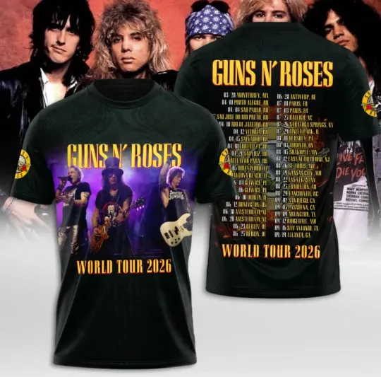 Guns And Roses World Tour 2026 3D T-Shirt