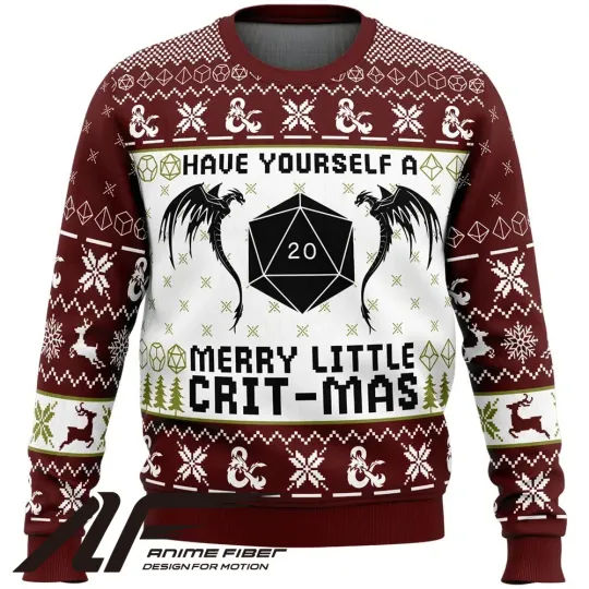 Dungeons and Dragons Merry Little Crit-Mas Christmas Ugly Sweater