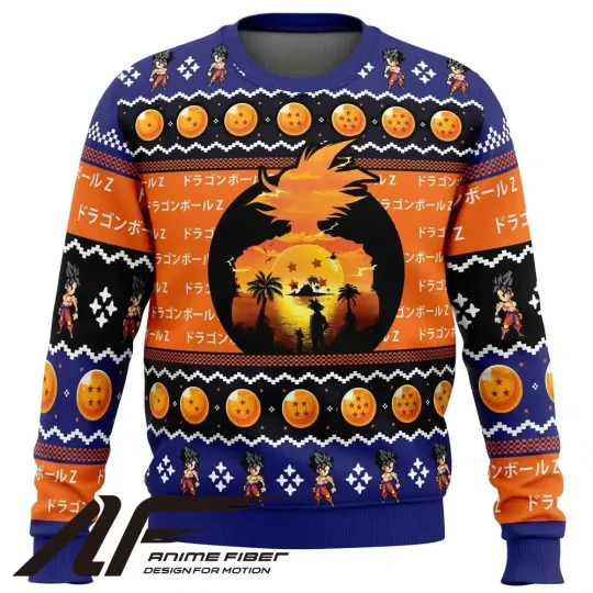 Dragon Ball Z Beautiful Sunset Christmas Ugly Sweater