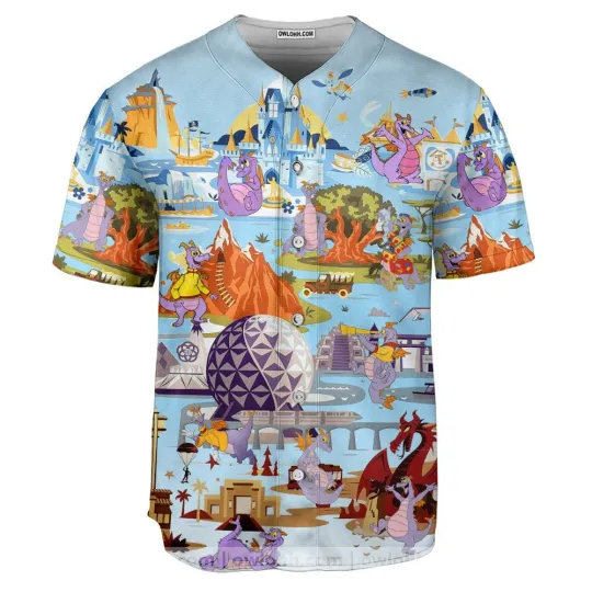 Est 1983 Epcot Disney Figment Funny Purple Dragon Trendy Baseball Jersey 82