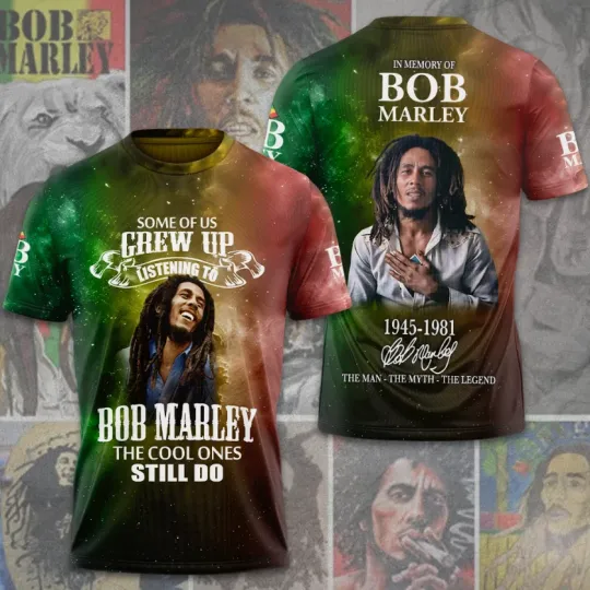 Bob Marley 1945-1981 In Memory Of Bob Marley Signature 3D T-Shirt