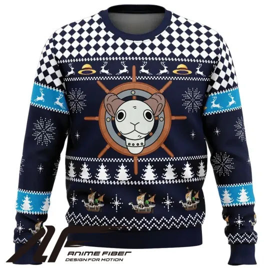 One Piece Straw Hat Pirates Ship Going Merry Christmas Ugly Sweater